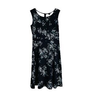 Ann Taylor black white grey floral corset preppy cottagecore midi dress 6